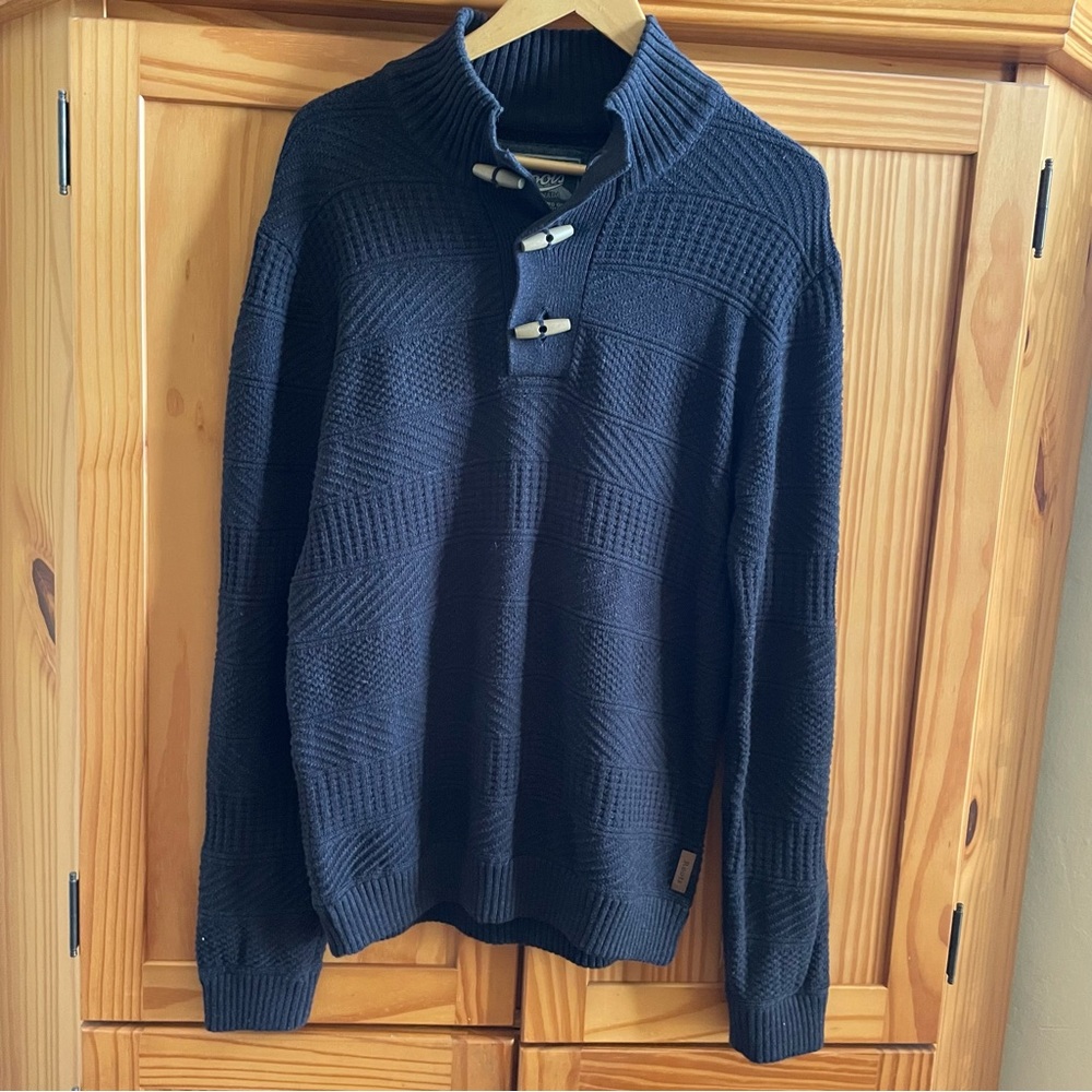 Roots Canada Black Textured Toggle Button Sweater